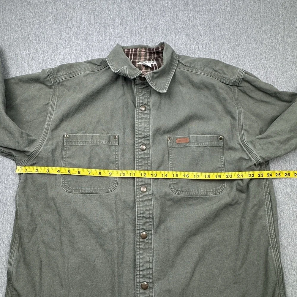 Carhartt S296 MOS Canvas Shirt Jacket Men's Large Moss Green‎ Flannel Lined